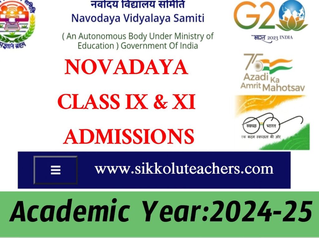 navodaya admission 2024-25 for class IX and XI through LEST
