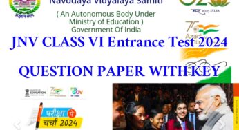 JNV CLASS VI Entrance Test 2024 QUESTION PAPER WITH KEY